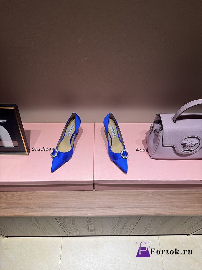 Fortok JIMMY CHOO Melva 90 Pumps Blue 7cm/9cm - 1