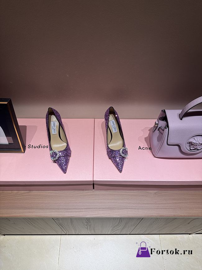 Fortok JIMMY CHOO Melva 90 Pumps Glow In The Dark Purple 7cm/9cm - 1