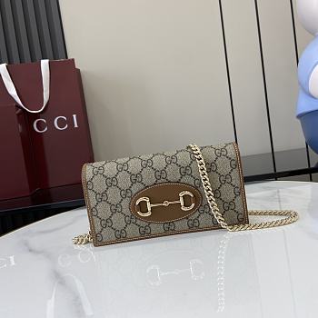 Fortok GUCCI Horsebit 1955 Wallet With Chain Brown 19 x 10 x 4 cm