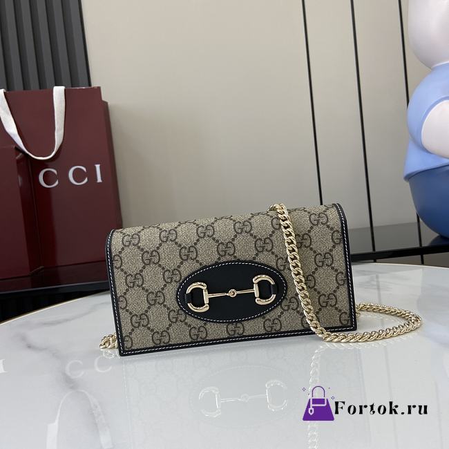 Fortok GUCCI Horsebit 1955 Wallet With Chain Black 19 x 10 x 4 cm - 1