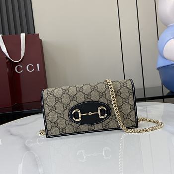 Fortok GUCCI Horsebit 1955 Wallet With Chain Black 19 x 10 x 4 cm