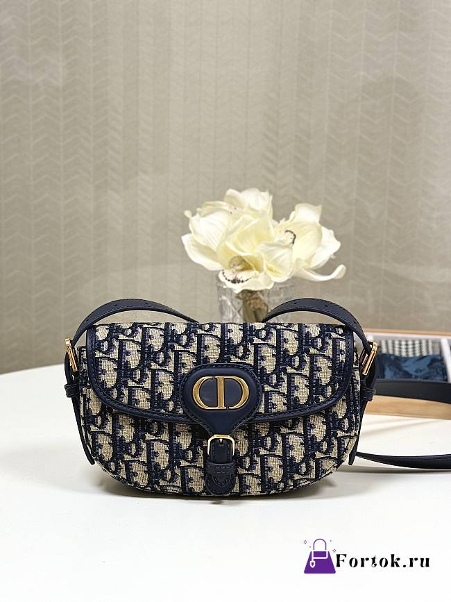 Fortok Dior Bobby East-West Bag Blue Dior Oblique Jacquard 21*5*12cm - 1