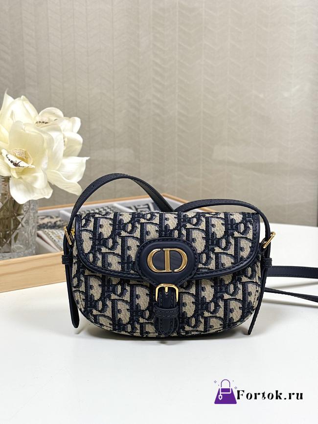 Fortok Dior Bobby East-West Bag Blue Dior Oblique Jacquard 17.5*11*3.5cm - 1