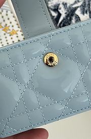 Fortok Dior Lady Dior Jasmine Card Holder Patent Leather Light Blue 10.5cm - 6