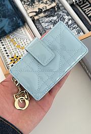 Fortok Dior Lady Dior Jasmine Card Holder Patent Leather Light Blue 10.5cm - 3