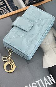 Fortok Dior Lady Dior Jasmine Card Holder Patent Leather Light Blue 10.5cm - 2