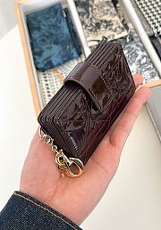 Fortok Dior Lady Dior Jasmine Card Holder Patent Leather Dark Chocolate 10.5cm - 6