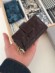 Fortok Dior Lady Dior Jasmine Card Holder Patent Leather Dark Chocolate 10.5cm - 4