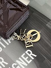 Fortok Dior Lady Dior Jasmine Card Holder Patent Leather Dark Chocolate 10.5cm - 2