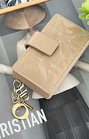 Fortok Dior Lady Dior Jasmine Card Holder Patent Leather Beige 10.5cm - 5