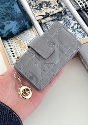 Fortok Dior Lady Dior Jasmine Card Holder Patent Leather Grey 10.5cm  - 5