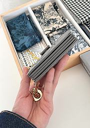 Fortok Dior Lady Dior Jasmine Card Holder Patent Leather Grey 10.5cm  - 4
