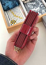 Fortok Dior Lady Dior Jasmine Card Holder Patent Leather Red 10.5cm - 6