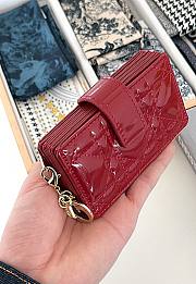 Fortok Dior Lady Dior Jasmine Card Holder Patent Leather Red 10.5cm - 4