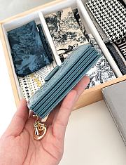 Fortok Dior Lady Dior Jasmine Card Holder Patent Leather Blue 10.5cm - 5