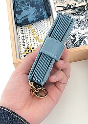 Fortok Dior Lady Dior Jasmine Card Holder Patent Leather Blue 10.5cm - 6