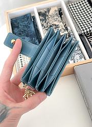 Fortok Dior Lady Dior Jasmine Card Holder Patent Leather Blue 10.5cm - 2