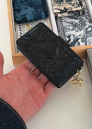 Fortok Dior Lady Dior Jasmine Card Holder Patent Leather Black 10.5cm - 6