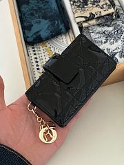Fortok Dior Lady Dior Jasmine Card Holder Patent Leather Black 10.5cm - 4