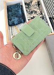 Fortok Dior Lady Dior Jasmine Card Holder Patent Leather Green 10.5cm - 1