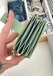 Fortok Dior Lady Dior Jasmine Card Holder Patent Leather Green 10.5cm - 6