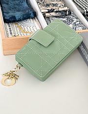 Fortok Dior Lady Dior Jasmine Card Holder Patent Leather Green 10.5cm - 5