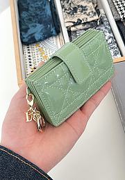 Fortok Dior Lady Dior Jasmine Card Holder Patent Leather Green 10.5cm - 4