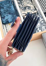 Fortok Dior Lady Dior Jasmine Card Holder Patent Leather Navy Blue 10.5cm - 5