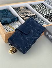Fortok Dior Lady Dior Jasmine Card Holder Patent Leather Navy Blue 10.5cm - 4