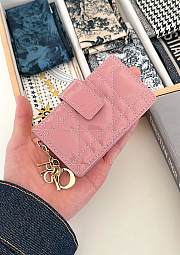 Fortok Dior Lady Dior Jasmine Card Holder Patent Leather Pink 10.5cm - 2