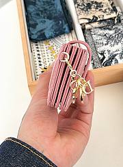Fortok Dior Lady Dior Jasmine Card Holder Patent Leather Pink 10.5cm - 3