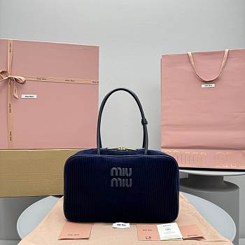Fortok Miu Miu Beau corduroy top-handle bag Navy Blue 35 x 12cm x 22cm