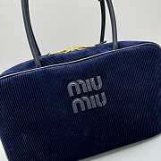 Fortok Miu Miu Beau corduroy top-handle bag Navy Blue 35 x 12cm x 22cm - 4