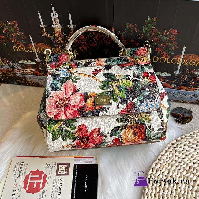 Fortok Dolce & Gabbana Sicily Floral Print Bag 25X20X12cm - 1