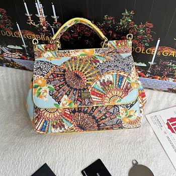 Fortok Dolce & Gabbana Sicily Fan Print Bag 25X20X12cm