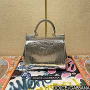 Fortok Dolce & Gabbana Sicily Bag in Silver Patent Leather 20x16x8cm - 4
