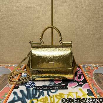 Fortok Dolce & Gabbana Sicily Bag in Gold Patent Leather 20x16x8cm