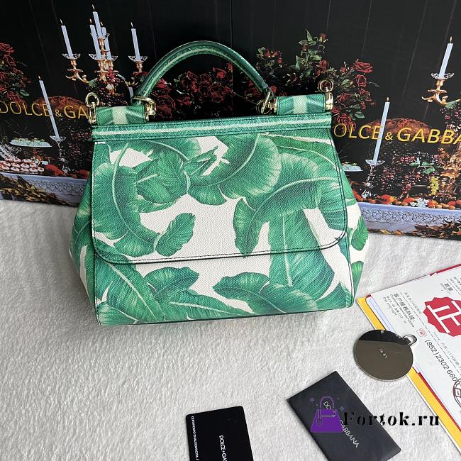 Fortok Dolce & Gabbana Miss Sicily Banana Leaf Print Bag 25X20X12cm - 1