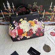 Fortok Dolce & Gabbana Sicily Floral Print Black Bag 25X20X12cm - 5