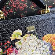 Fortok Dolce & Gabbana Sicily Floral Print Black Bag 25X20X12cm - 6