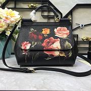 Fortok Dolce & Gabbana Sicily Rose Print Black Bag 25X20X12cm - 1