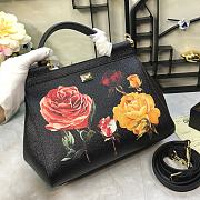 Fortok Dolce & Gabbana Sicily Rose Print Black Bag 25X20X12cm - 6