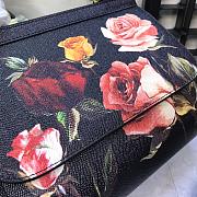 Fortok Dolce & Gabbana Sicily Rose Print Black Bag 25X20X12cm - 3