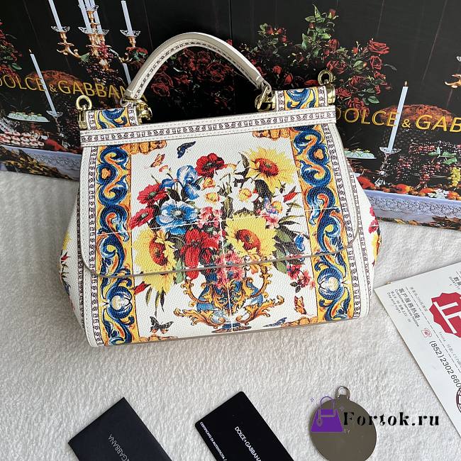 Fortok Dolce & Gabbana Sicily Floral Print Bag 25X20X 12cm - 1