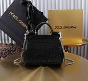 Fortok Dolce & Gabbana Sicily Crystal Embellished Black Bag 14*16*6cm - 3