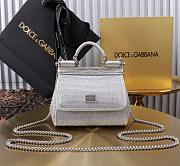 Fortok Dolce & Gabbana Sicily Crystal Embellished Silver Bag 14*16*6cm - 1
