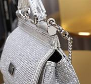 Fortok Dolce & Gabbana Sicily Crystal Embellished Silver Bag 14*16*6cm - 5