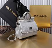 Fortok Dolce & Gabbana Sicily Crystal Embellished Silver Bag 14*16*6cm - 4
