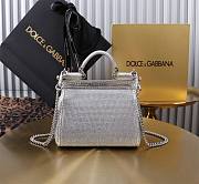 Fortok Dolce & Gabbana Sicily Crystal Embellished Silver Bag 14*16*6cm - 3