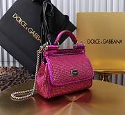 Fortok Dolce & Gabbana Sicily Crystal Embellished Pink Bag 14*16*6cm - 3